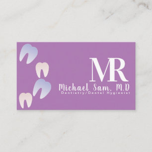 Tarjeta De Visita Higienista Dental MD Logotipo Diente Ombre Negocio