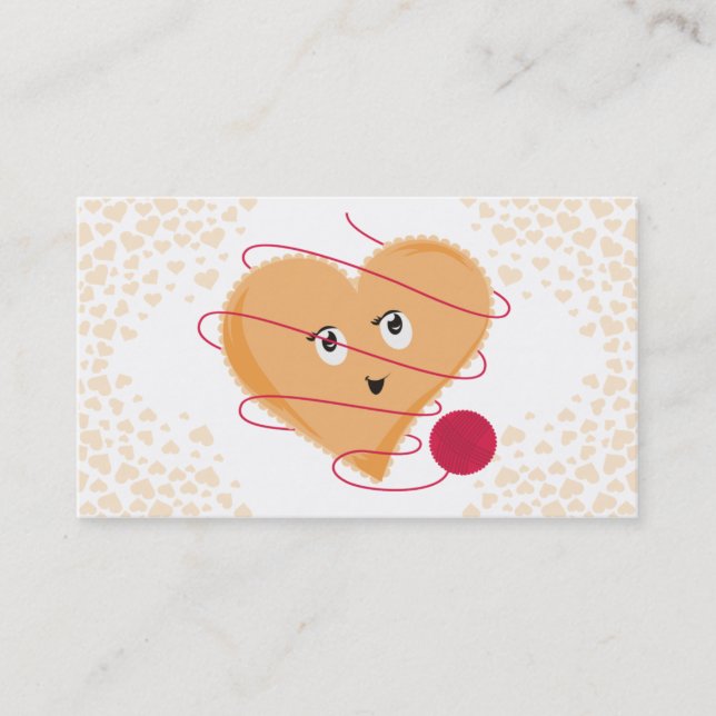 Tarjeta De Visita Hilados de crochet de tejido cardíaco de estilo vi (Anverso)