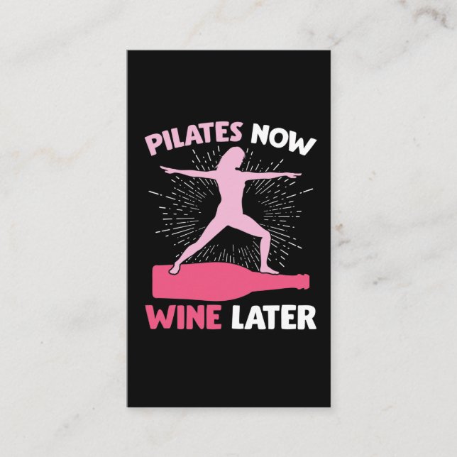 Tarjeta De Visita Hilarious Pilates atleta mujer que bebe vino (Anverso)