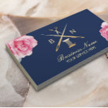 Tarjeta De Visita Hilo de costura de costura y aguja Floral vintage<br><div class="desc">Scoser Seamstress Gold Thread & Needles Vintage Floral Navy Blue Business Cards.</div>