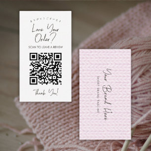 Tarjeta De Visita Hilo Rosa Sonrojo Tejido Código QR Deja una Reseña