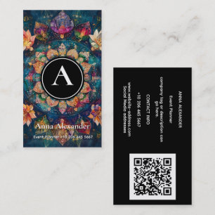 Tarjeta De Visita Hilos de Luz Diseño de Mandala Floral