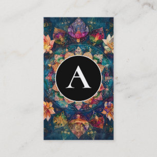 Tarjeta De Visita Hilos de Luz Diseño de Mandala Floral