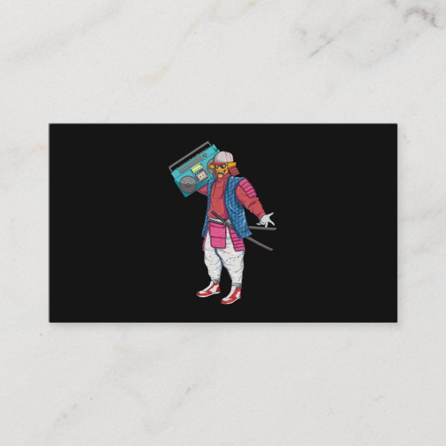 Tarjeta De Visita Hip Hop Samurai con Boombox Stereo Retro 80 (Anverso)