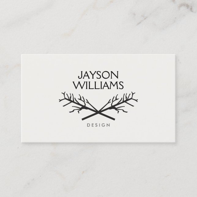 TARJETA DE VISITA HIP RUSTIC TREE BRANCHES LOGO EN LIGHT GRAY (Anverso)