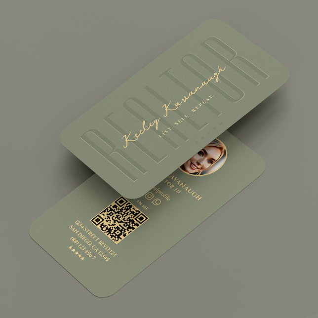 Tarjeta De Visita Hipoteca Realtor Foto Sage Green Modern (Realtor Notary Mortgage Photo Sage Green Modern Business Card
)