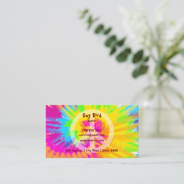 Tarjeta De Visita Hippie de teja de arcoiris (Anverso de pie)