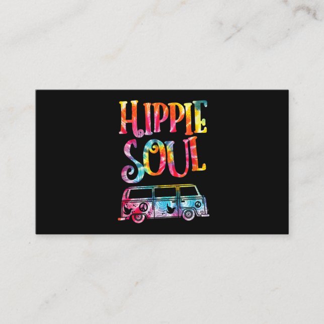 Tarjeta De Visita Hippie Tie Dye Van Hippie Soul (Anverso)