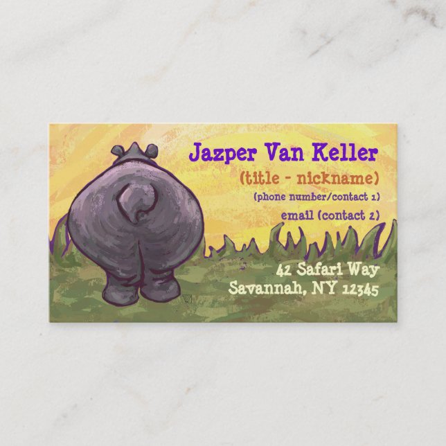 Tarjeta De Visita Hippopótamo Stationery (Anverso)