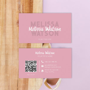 Tarjeta De Visita Hipster del código QR rosa de la cosecha urbana