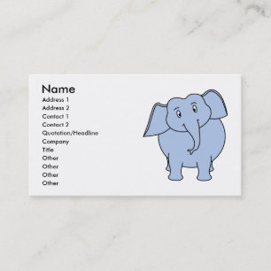 Tarjeta De Visita Historieta azul linda del elefante