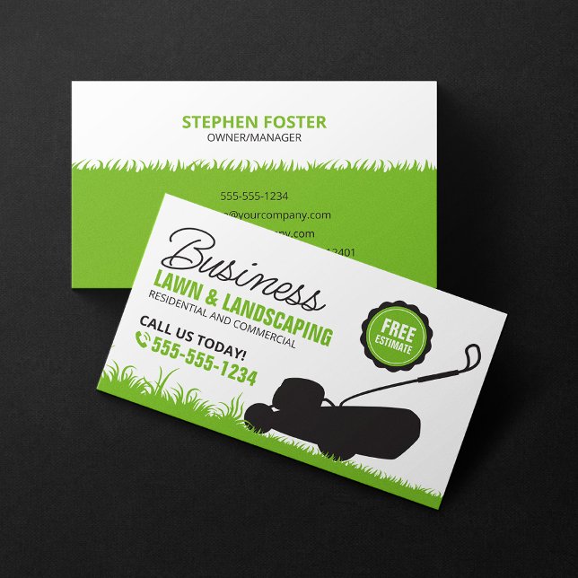 Tarjeta De Visita Hockey Green White Lawn Landscaping Service Lawnca (Subido por el creador)