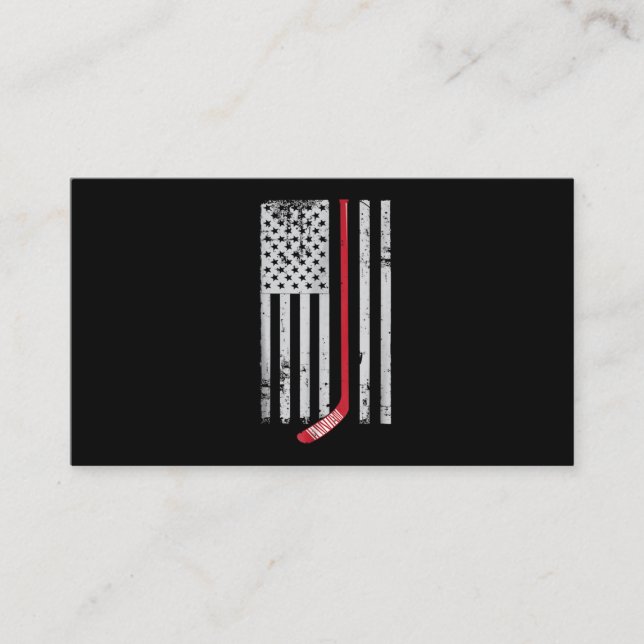 Tarjeta De Visita Hockey Red Stick Bandera Americana Hockey Hockey H (Anverso)