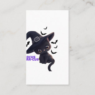 Tarjeta De Visita Hocus Purr-cus Gato Negro Lindo Arte de Halloween 