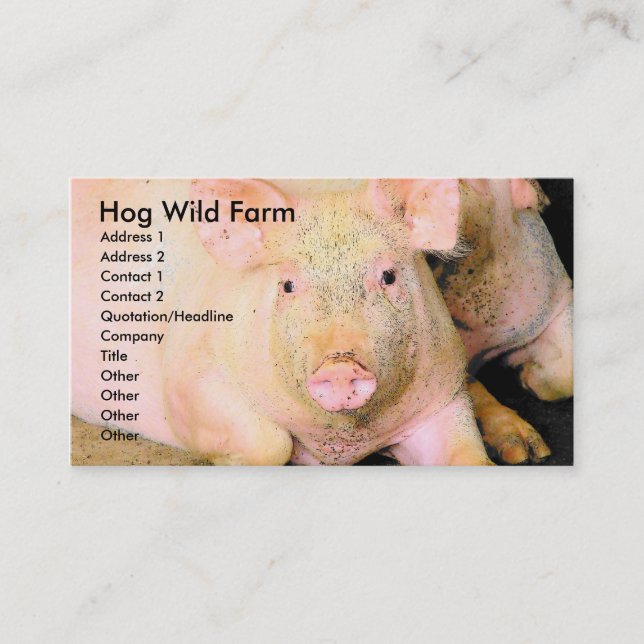 Tarjeta De Visita Hog Wild Farm (Anverso)