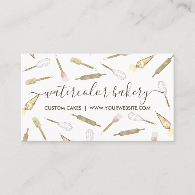 Tarjeta De Visita Hogar amarillo dorado Panadería pastelera Chef (Anverso)