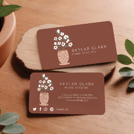 Tarjeta De Visita Hogar de fábrica de flores bohemias en bronce