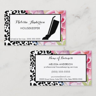 Tarjeta De Visita Hogar de flores de leopardo de moda y vacío