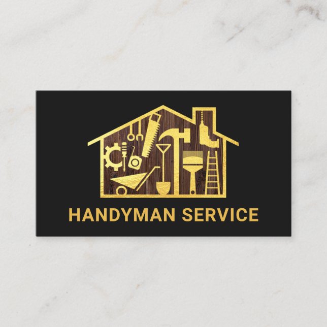 Tarjeta De Visita Hogar de herramientas de construcción de Handyman  (Anverso)