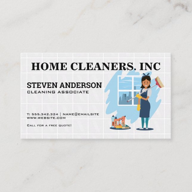 Tarjeta De Visita Hogar de limpieza de empleados domésticos (Anverso)