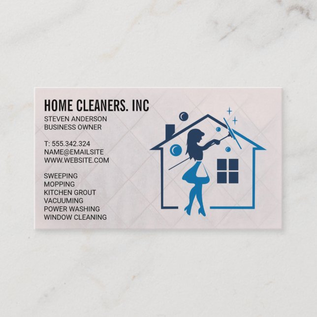 Tarjeta De Visita Hogar de limpieza de mujeres | Servicio Maid (Anverso)