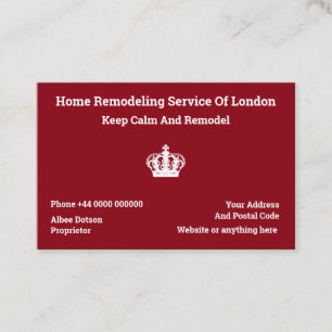 Tarjeta De Visita Hogar de Londres que remodela formato de Reino