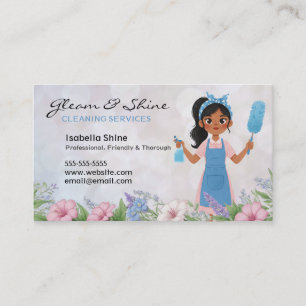 Tarjeta De Visita Hogar del Servicio de Limpieza de Latina Floral