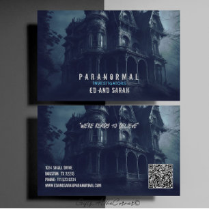 Tarjeta De Visita Hogar embrujado del investigador paranormal