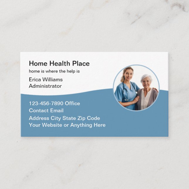 Tarjeta De Visita Hogar Enfermería de enfermeras de salud doméstica (Anverso)