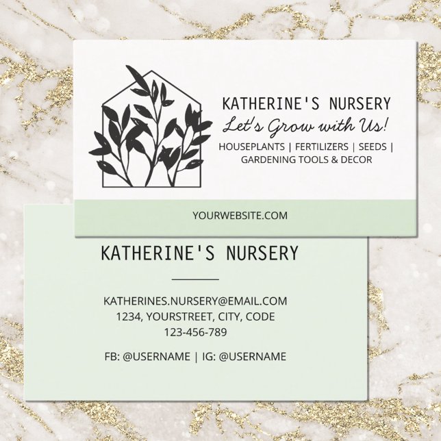 Tarjeta De Visita Hogar Shop Nursery Resumen moderno (Front and Back side)