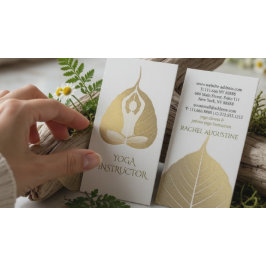 Tarjeta De Visita Hoja Bodhi de meditación yoga con lámina de oro y 