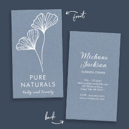 Tarjeta De Visita Hoja Botánica Moderna Simple Azul Neutral Moderno