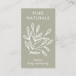 Tarjeta De Visita Hoja Botánica Moderna Simple Verde Natural Moderno