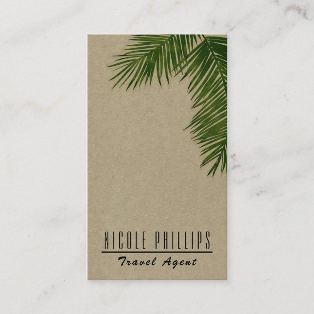 Tarjeta De Visita Hoja de árbol de palmera verde tropical Kraft (Anverso)