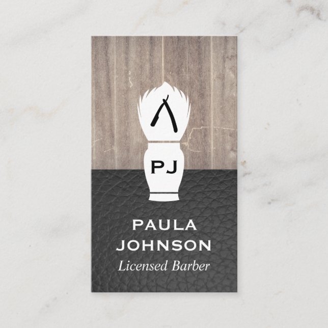 Tarjeta De Visita Hoja de cuero de madera para ejecutivos (Anverso)