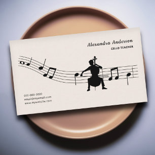 Tarjeta De Visita Hoja de Música - Profesor de Cello