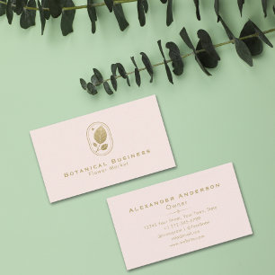 Tarjeta De Visita Hoja de oro de marco Color mínimo de crema botánic