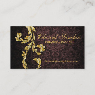 Tarjeta De Visita Hoja de oro elegante del planificador financiero