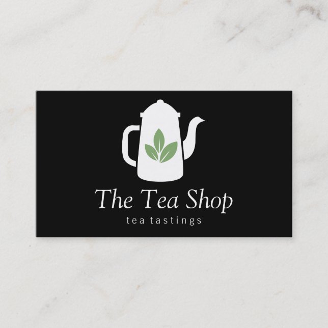 Tarjeta De Visita Hoja de té | Tetera (Anverso)