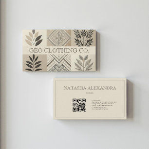 Tarjeta De Visita Hoja Geométrica Neutral de Tierra Moderna