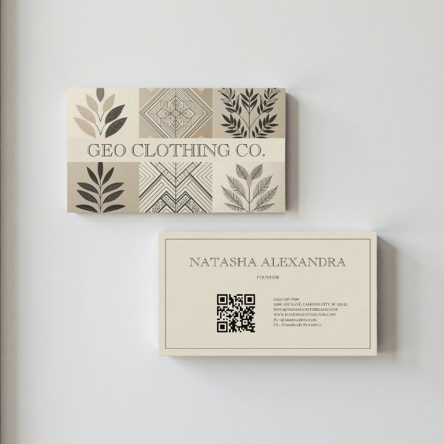 Tarjeta De Visita Hoja Geométrica Neutral de Tierra Moderna (Subido por el creador)