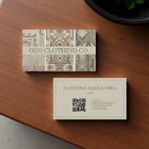 Tarjeta De Visita Hoja Geométrica Neutral de Tierra Moderna