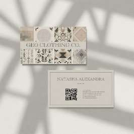 Tarjeta De Visita Hoja Geométrica Neutral de Tierra Moderna