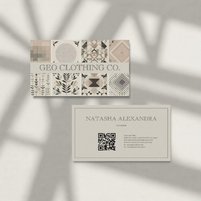 Tarjeta De Visita Hoja Geométrica Neutral de Tierra Moderna (Subido por el creador)