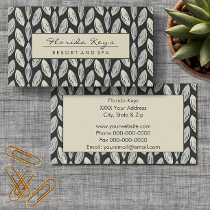 Tarjeta De Visita Hoja trenzada gris en diseño gris oscuro