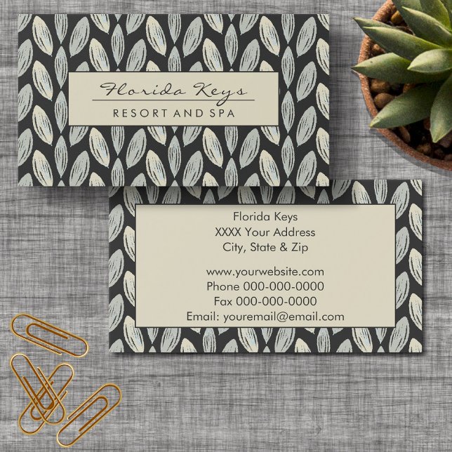 Tarjeta De Visita Hoja trenzada gris en diseño gris oscuro (Subido por el creador)