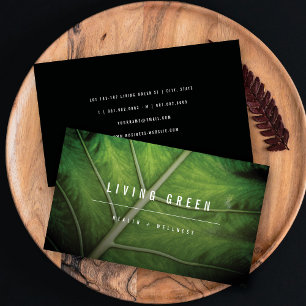 Tarjeta De Visita Hoja Tropical Verde Minimalista Foto Spa Bienestar