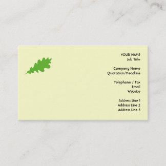 Tarjeta De Visita Hoja verde, diseño de la hoja del roble