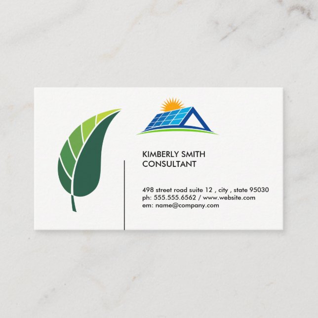 Tarjeta De Visita Hoja verde | Panel solar (Anverso)
