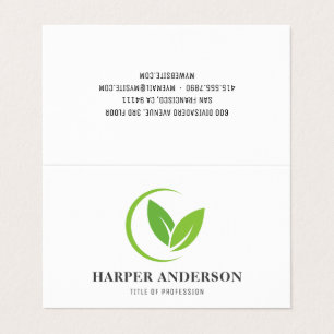 Tarjeta De Visita Hoja Verde Plegada Minimalista Moderna